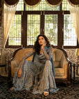 Blue Grey Sharara Set