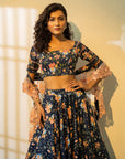 Blue Printed Lehenga Set