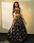 Blue Printed Lehenga Set
