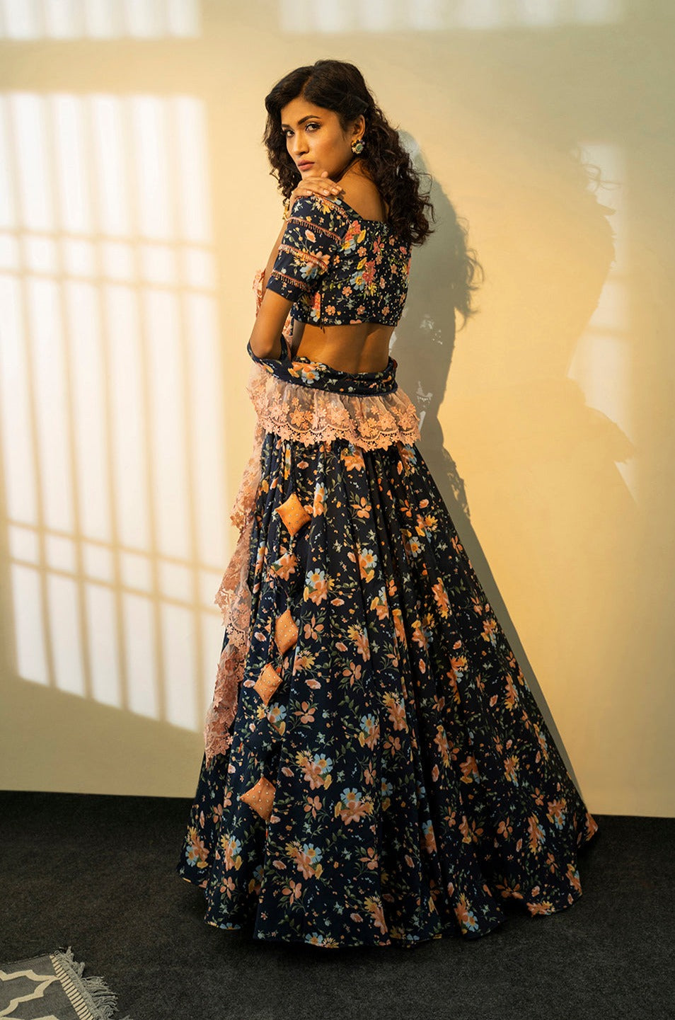 Blue Printed Lehenga Set