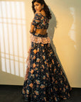 Blue Printed Lehenga Set