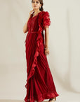 Brill Crimson Frill Saree