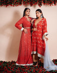 Carmine Red Anarkali Set