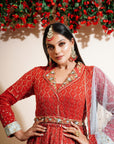 Carmine Red Anarkali Set