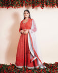 Carmine Red Anarkali Set