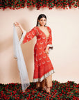 Carmine Red Kaftaan Kurta Set