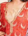 Carmine Red Kaftaan Kurta Set - red dress