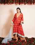 Carmine Red Kaftaan Kurta Set