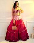 CELESTE Pink Dupion Ombre Lehenga - ombre lehenga