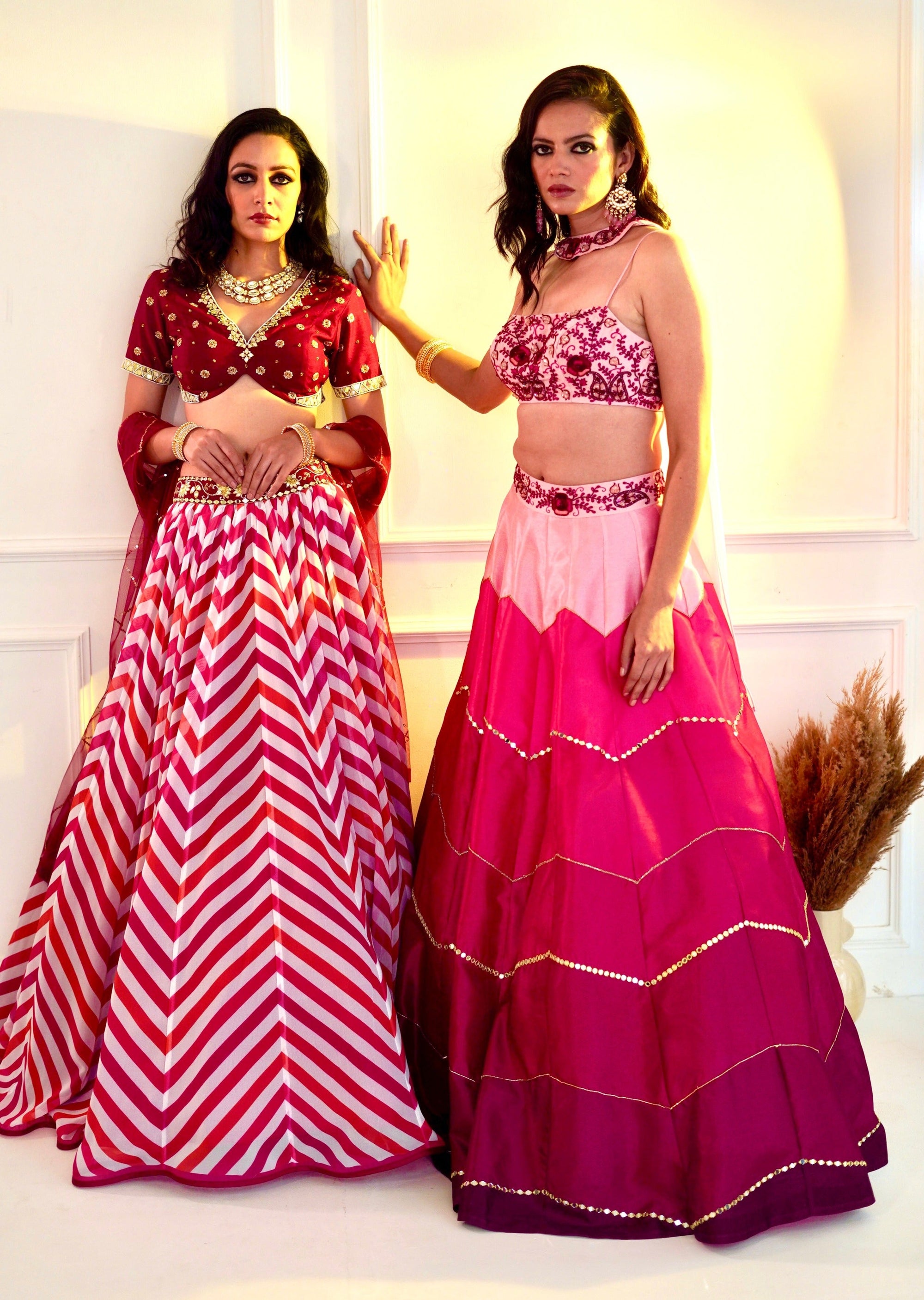 CELESTE Pink Dupion Ombre Lehenga
