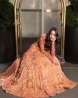 Orange Pre Draped Saree