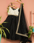 Charcoal Black Lehenga with Ivory Blouse