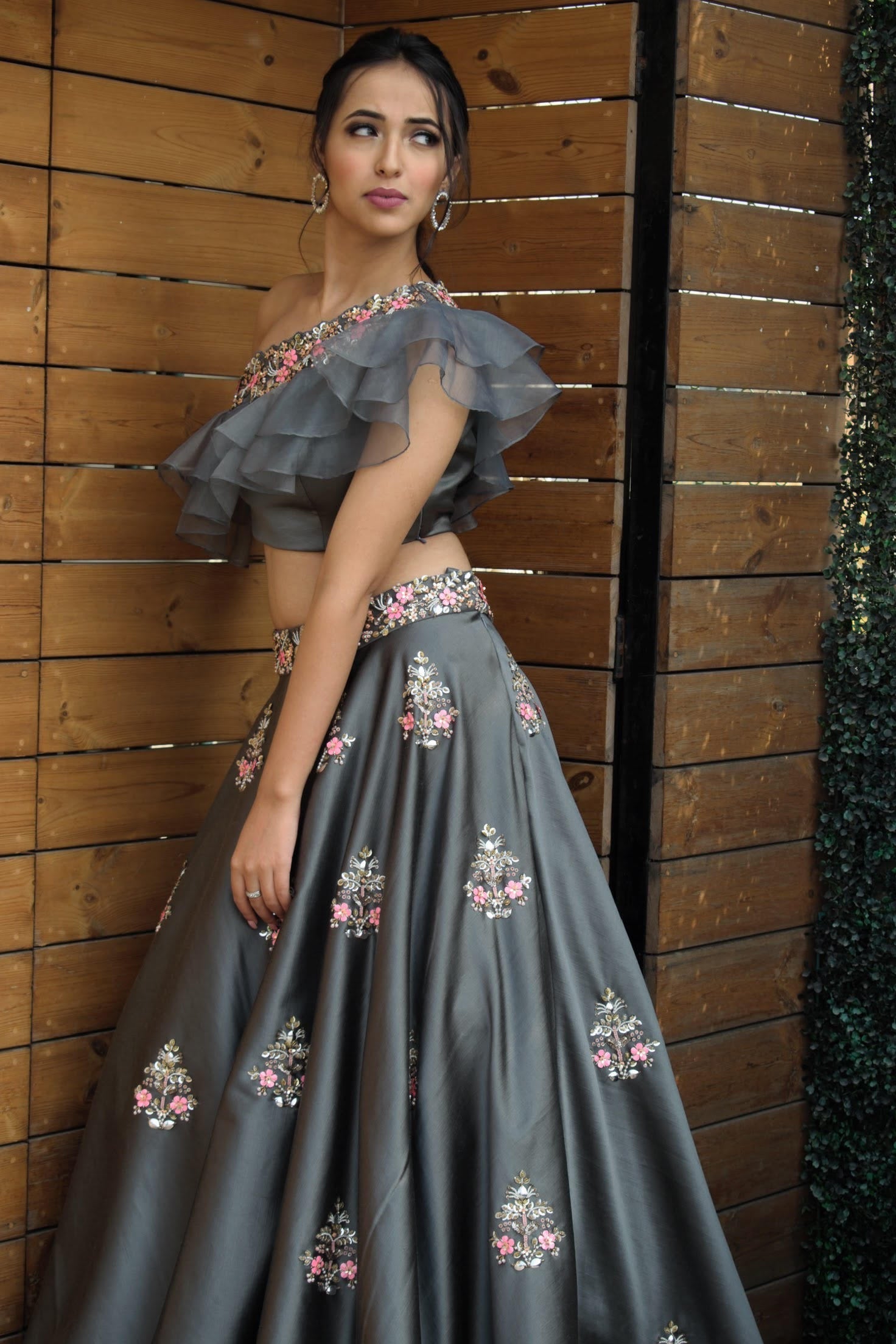 Charcoal Bouquet Lehenga Set