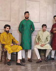 Cherry Red Kurta with White Pajama