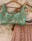 Chestnut Brown and Jade Green Lehenga Set