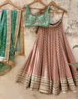 Chestnut Brown and Jade Green Lehenga Set