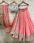Coral and Ivory Mirror work Lehenga Set