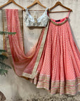 Coral and Ivory Mirror work Lehenga Set