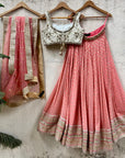 Coral and Ivory Sharmily Lehenga Set