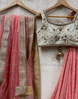 Coral and Ivory Sharmily Lehenga Set