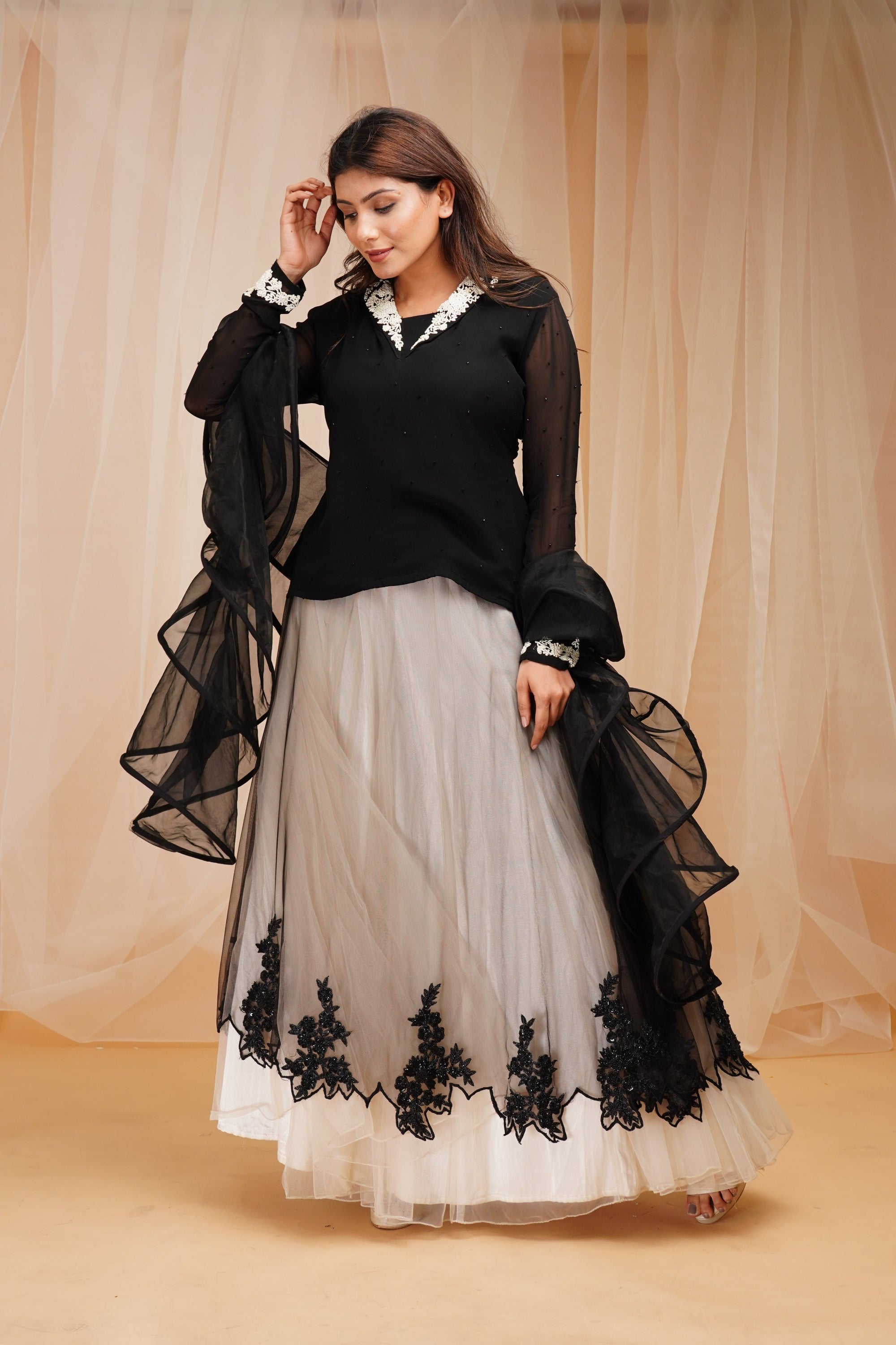 Cotton White Skirt Set