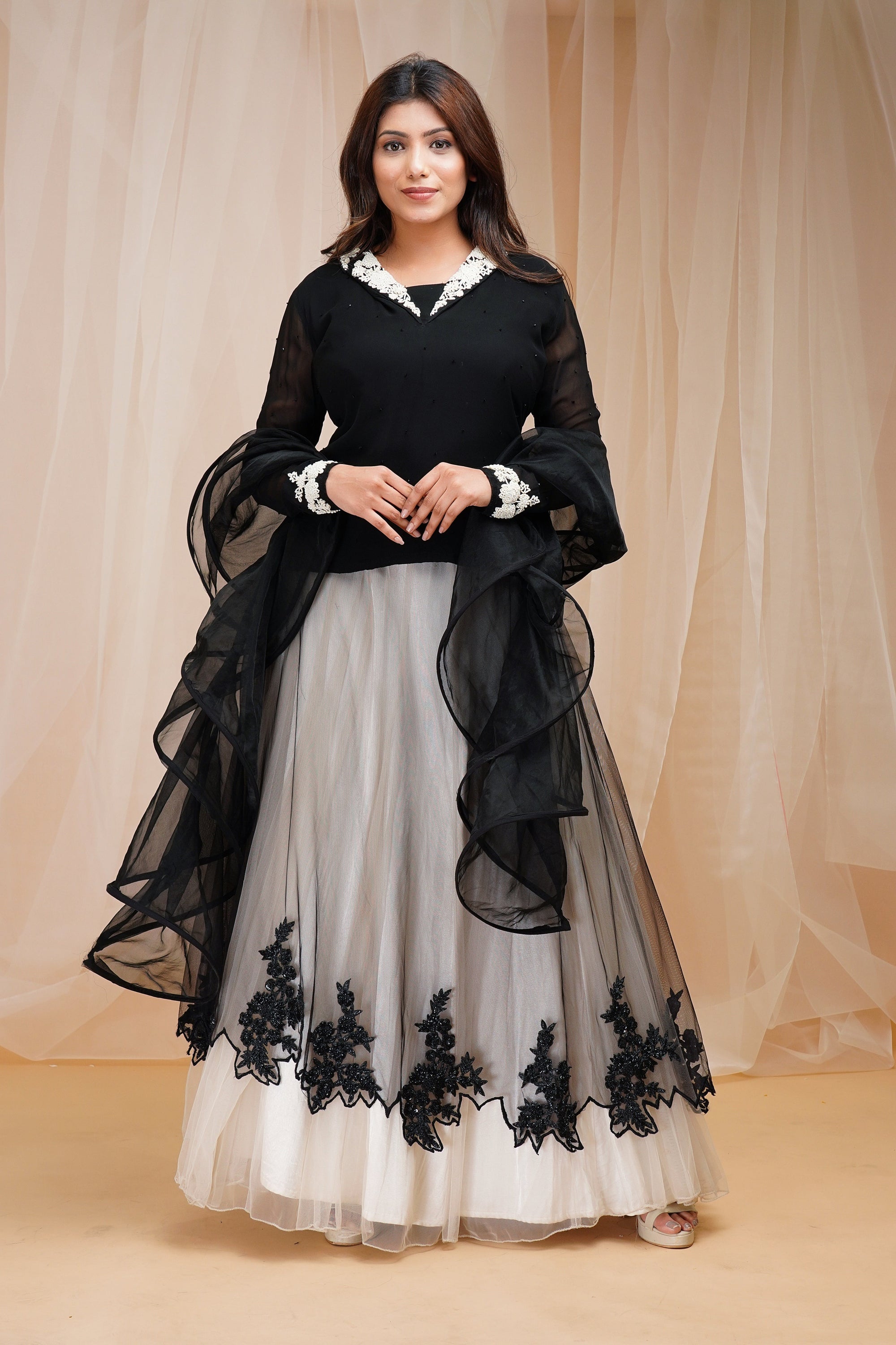 Cotton White Skirt Set