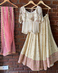 Crème Peplum Mirror work Lehenga Set