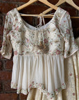 Crème Peplum Mirror work Lehenga Set