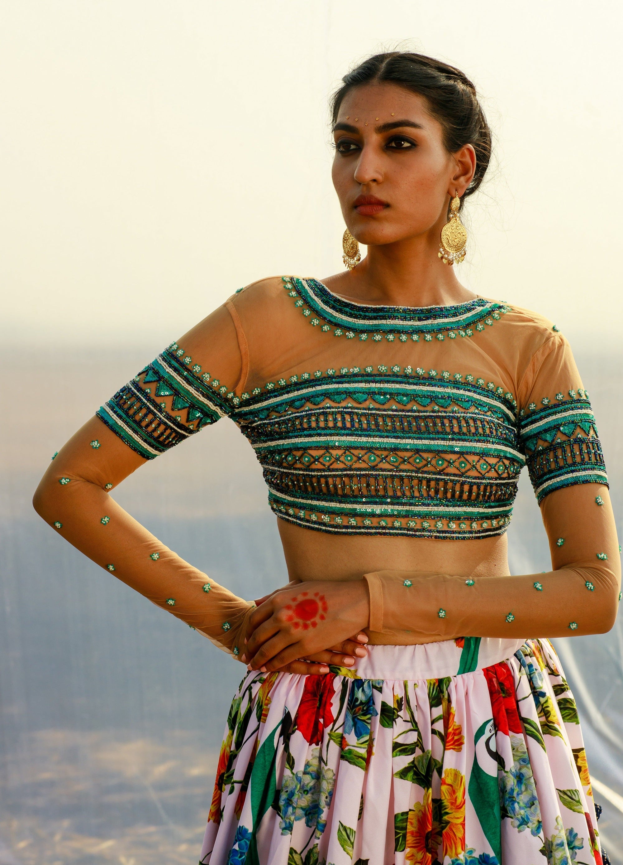 Crepe Printed Lehenga Set