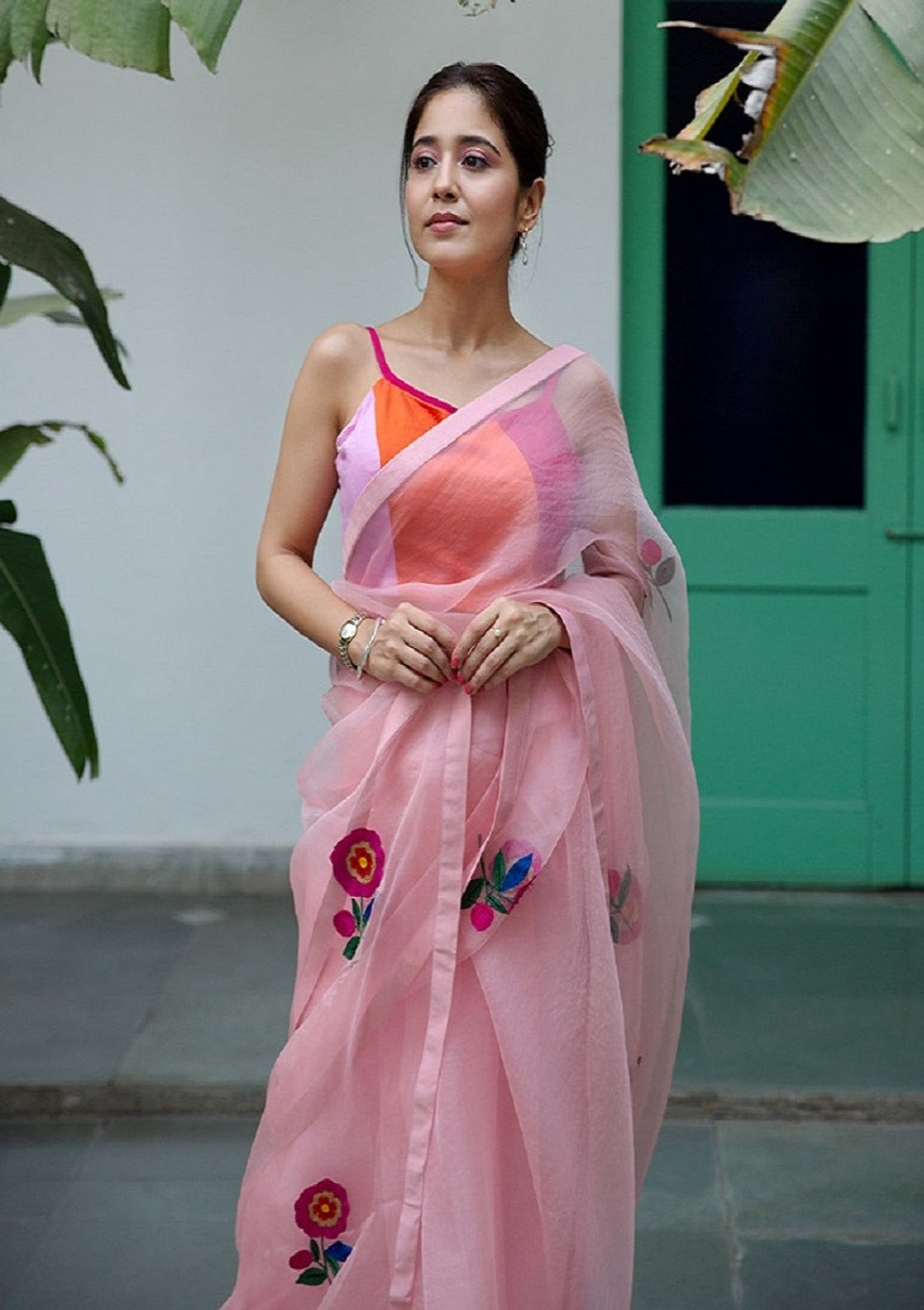 Daisy Blush Pink Organza Saree