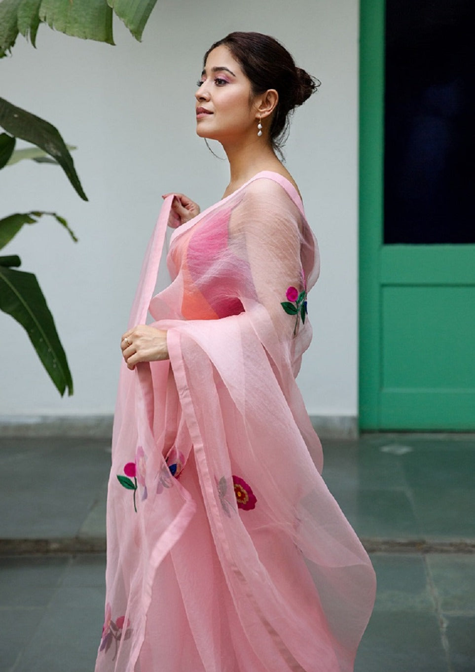 Daisy Blush Pink Organza Saree