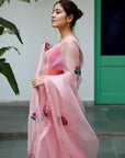 Daisy Blush Pink Organza Saree