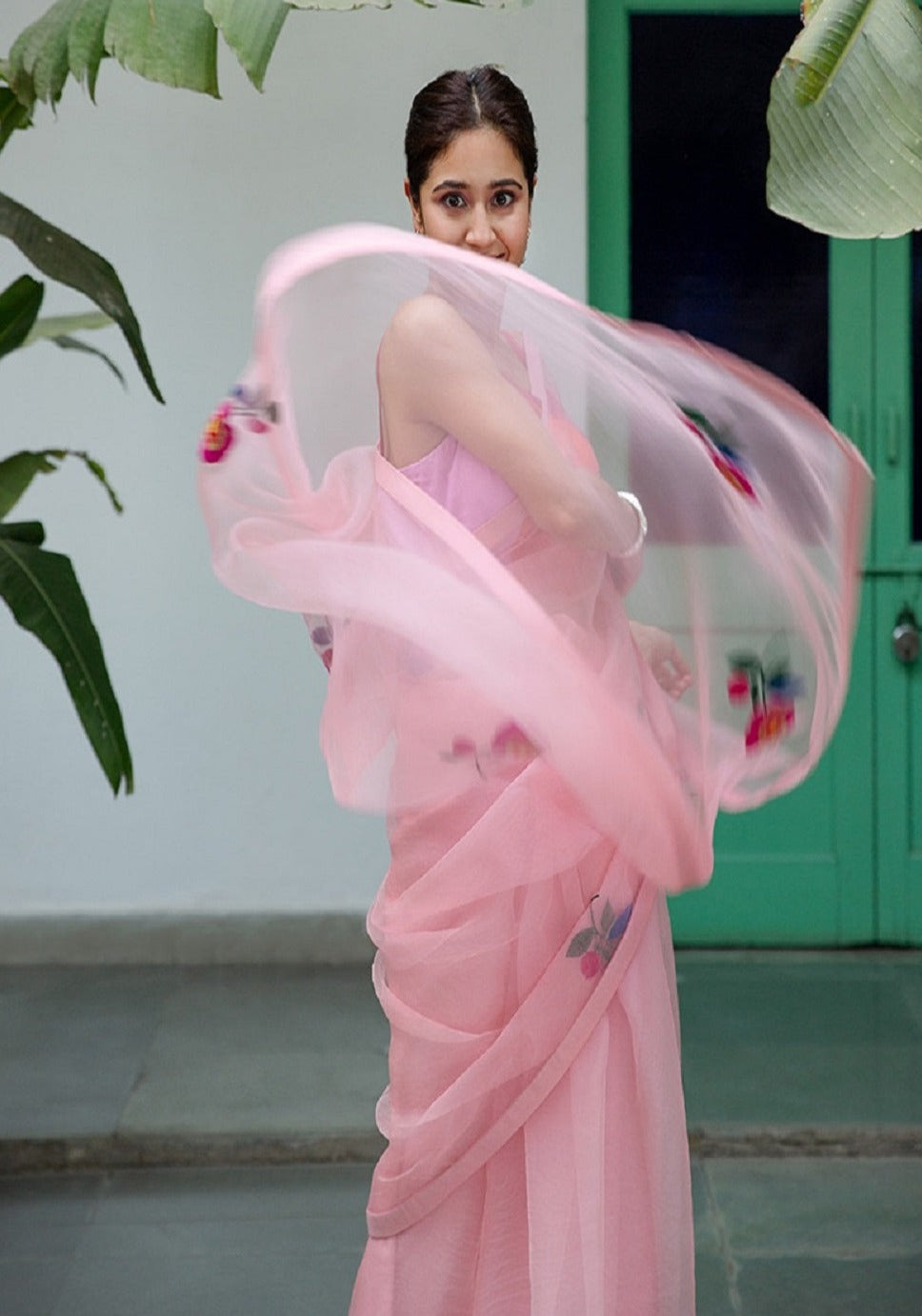 Daisy Blush Pink Organza Saree