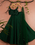 Dark Green Sequin Lehenga Set
