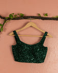 Dark Green Sequin Lehenga Set
