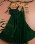 Dark Green Sequin Lehenga Set
