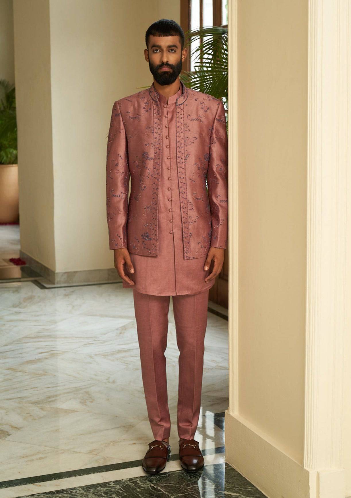 Deep Rose Jacket Set - indian mens clothing