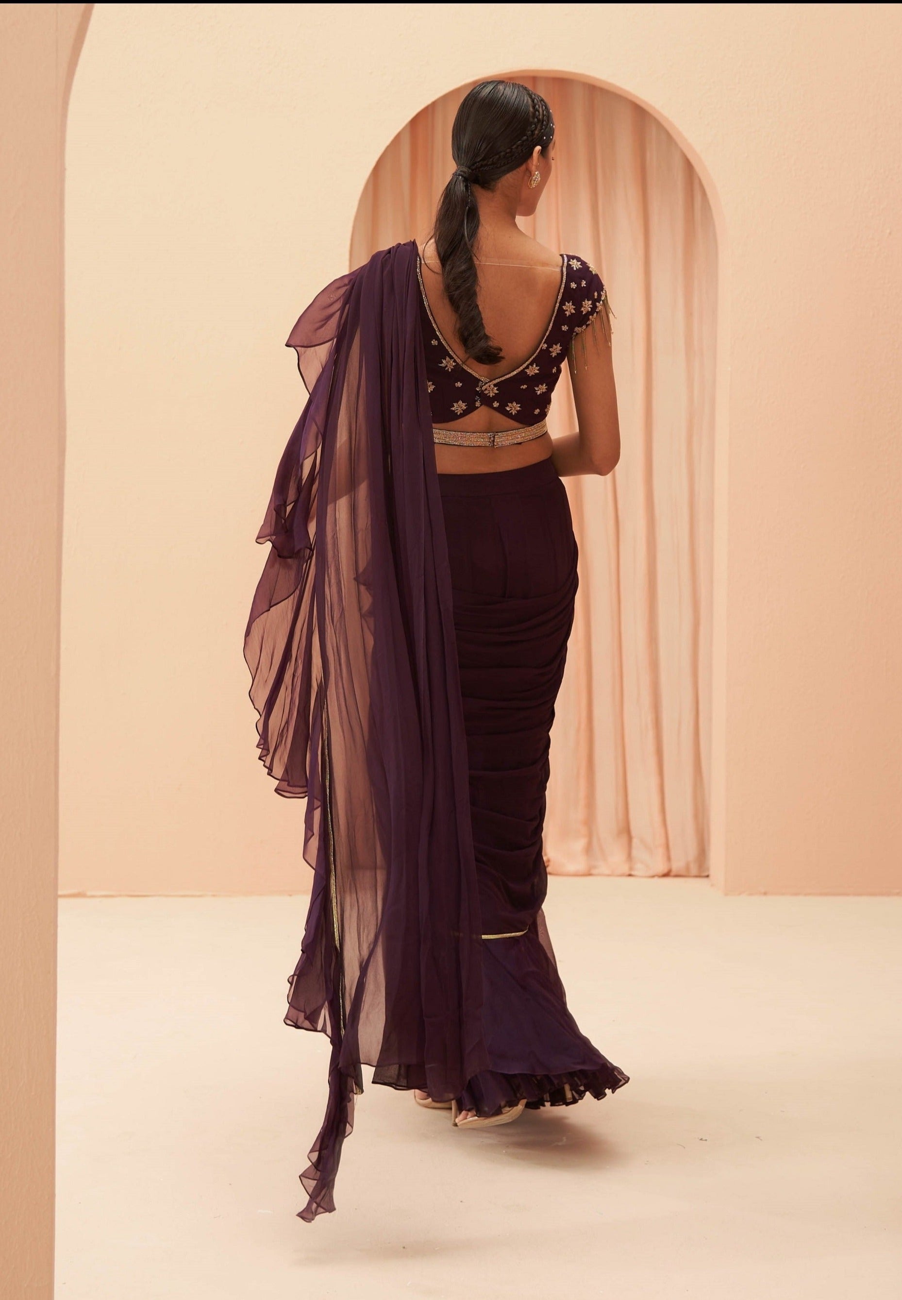 Deep Wine Saree