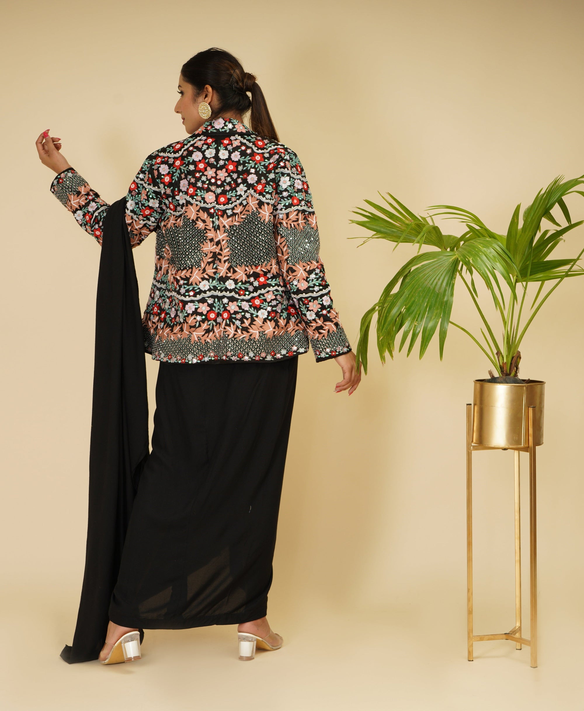 Drape Saree with Blazer and Bustier