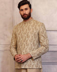 Dull Gold Prince Coat with Matching Raw Silk Suit