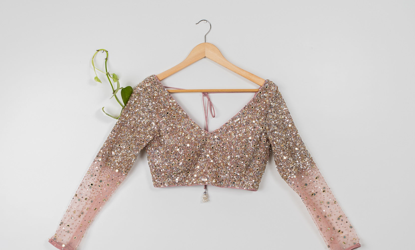 Dusky Rose Gold Sequin Lehenga Set