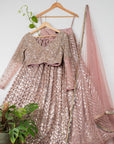 Dusky Rose Gold Sequin Lehenga Set