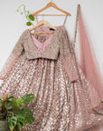 Dusky Rose Gold Sequin Lehenga Set