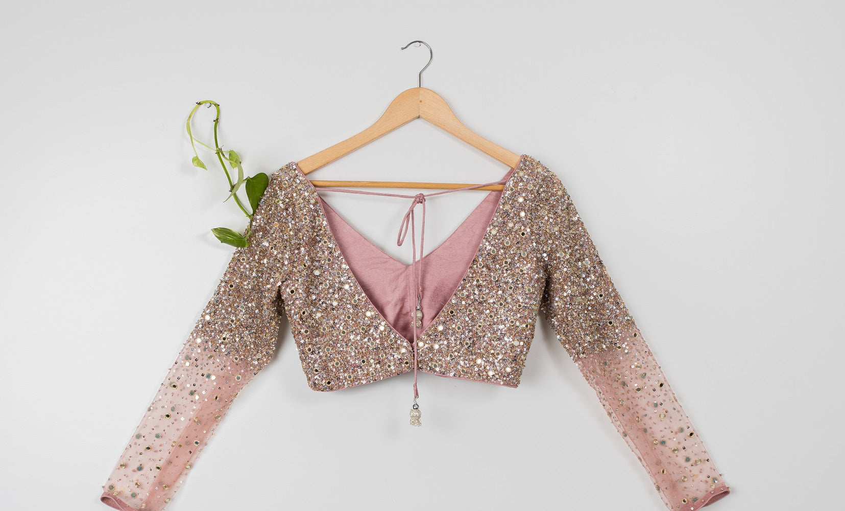 Dusky Rose Gold Sequin Lehenga Set