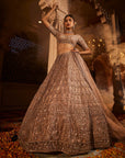 Dust Peach Organza Lehenga
