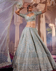 Dusty Firoza Heavily Embroidered Lehenga