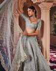 Dusty Firoza Heavily Embroidered Lehenga