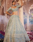 Dusty Firoza Heavily Embroidered Lehenga