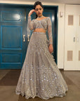 Elan Ash Grey Bridal Lehenga