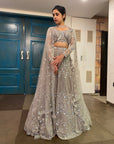 Elan Ash Grey Bridal Lehenga